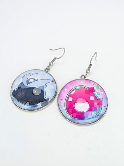 Slime Rancher Inspired Quicksilver Slime & Glitch Slime Dangle Earrings