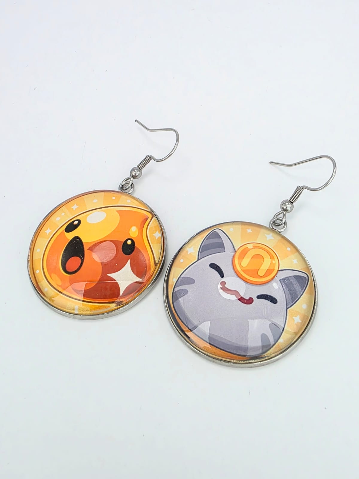Slime Rancher Inspired Gold & Lucky Dangle Stainless Steel Fish Hook Earrings