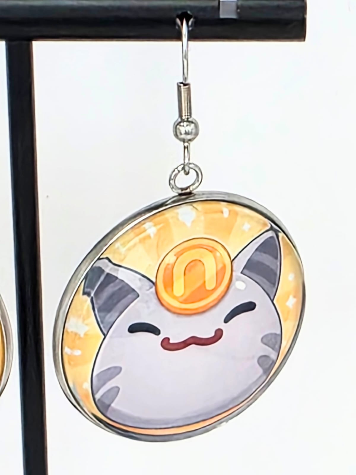 Slime Rancher Inspired Gold & Lucky Dangle Stainless Steel Fish Hook Earrings
