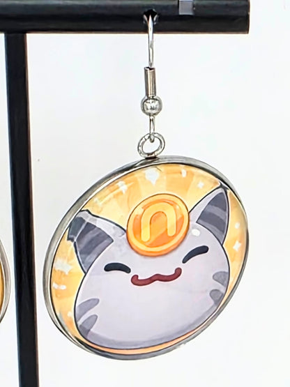 Slime Rancher Inspired Gold & Lucky Dangle Stainless Steel Fish Hook Earrings