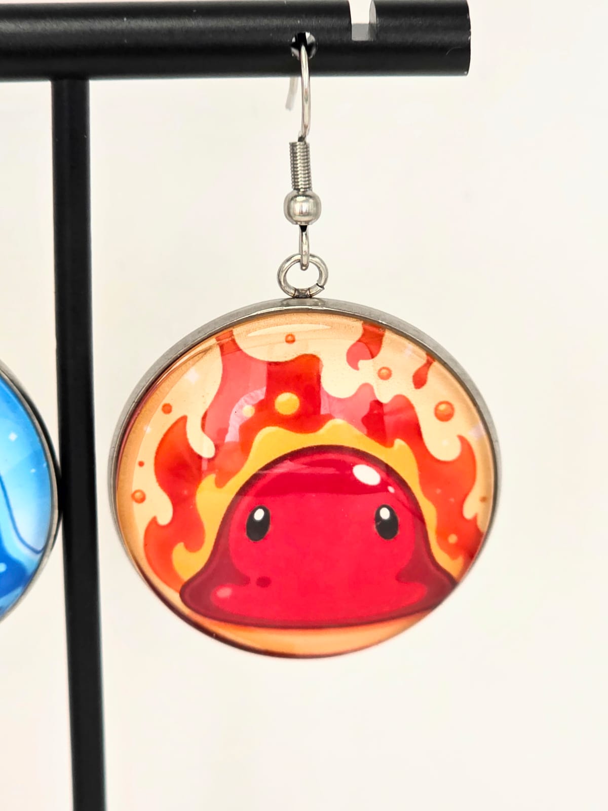 Slime Rancher Inspired Puddle & Fire Dangle Stainless Steel Fish Hook Earrings