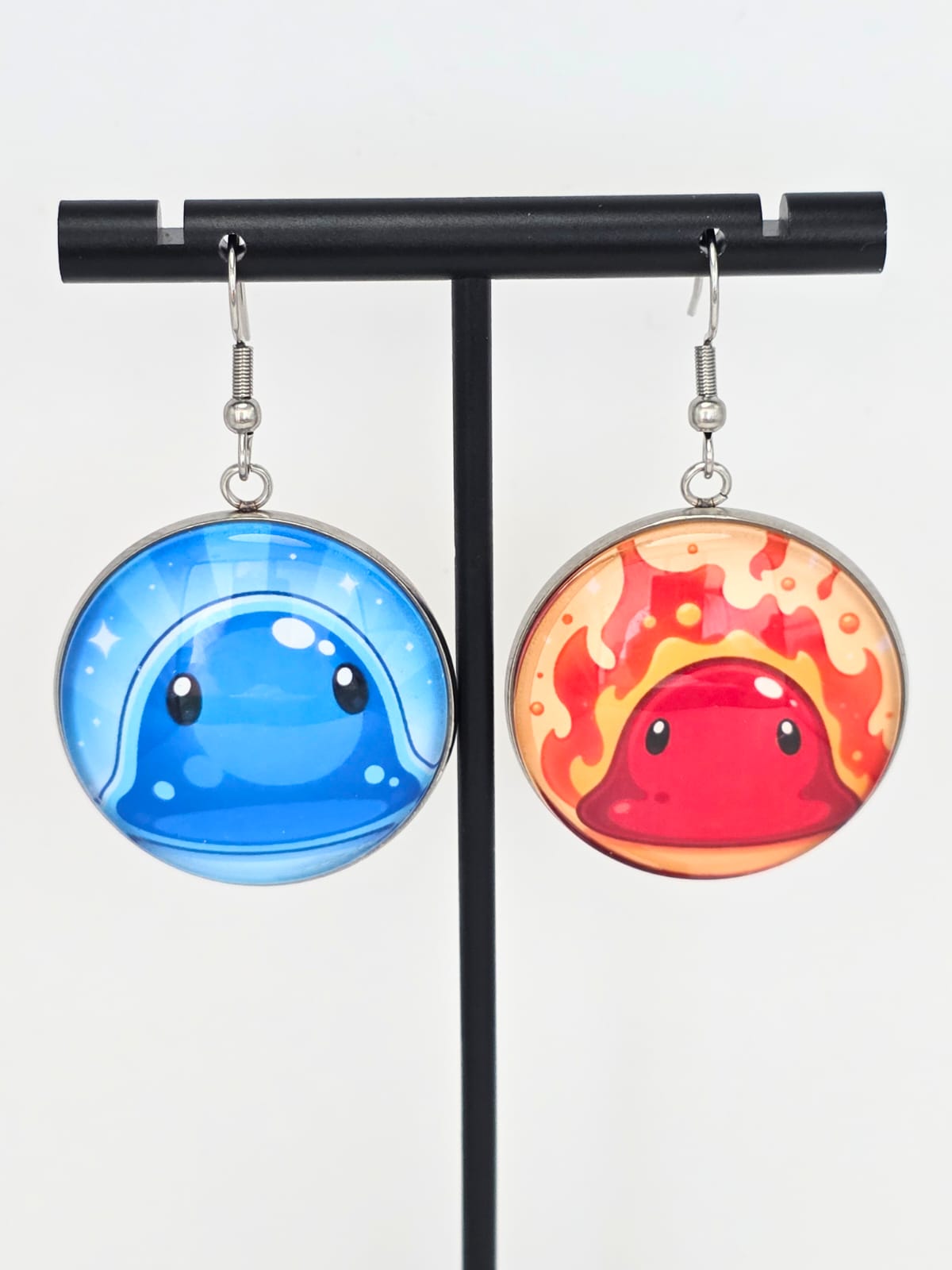 Slime Rancher Inspired Puddle & Fire Dangle Stainless Steel Fish Hook Earrings