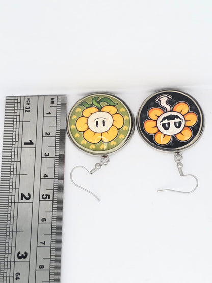 Undertale Inspired Flowey & Evil Flowey Dangle Stainless Steel Earrings