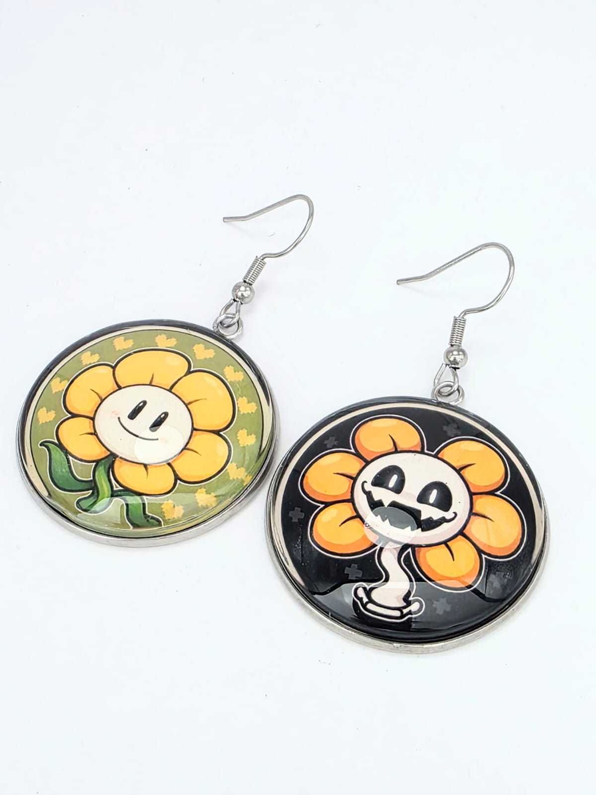 Undertale Inspired Flowey & Evil Flowey Dangle Stainless Steel Earrings