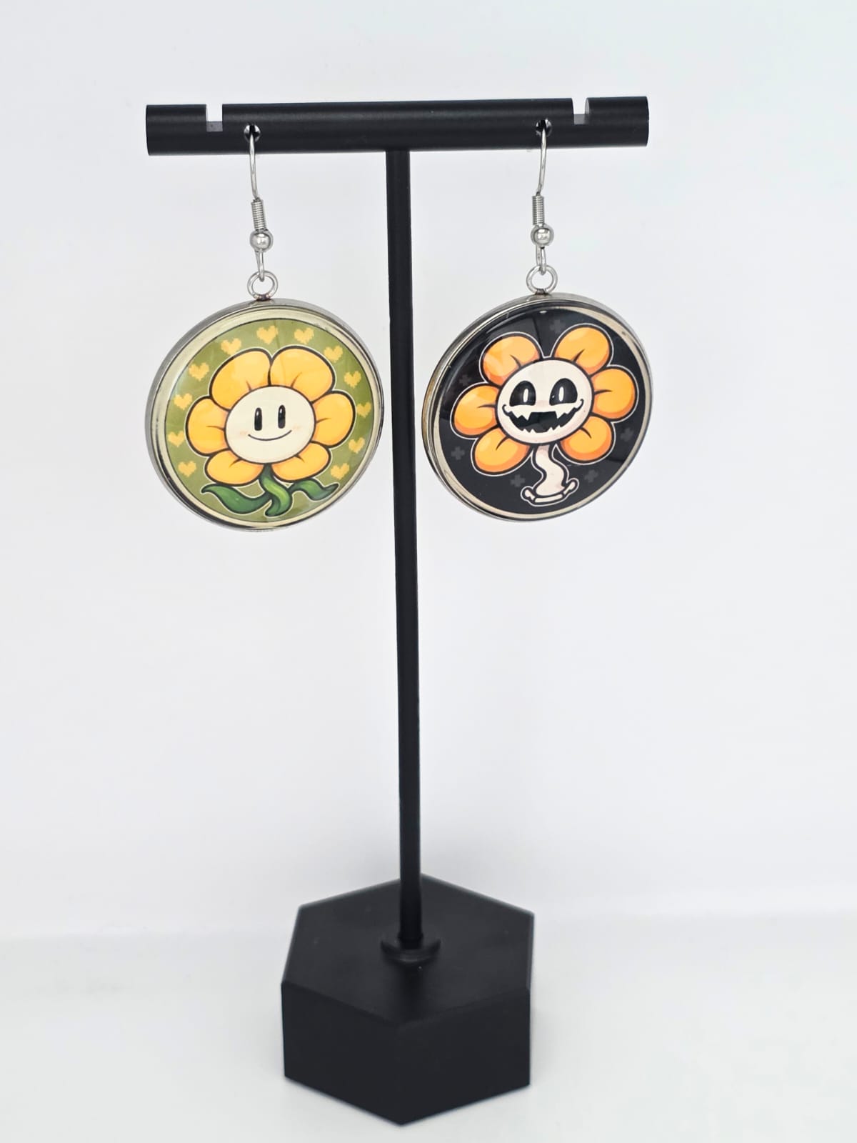 Undertale Inspired Flowey & Evil Flowey Dangle Stainless Steel Earrings