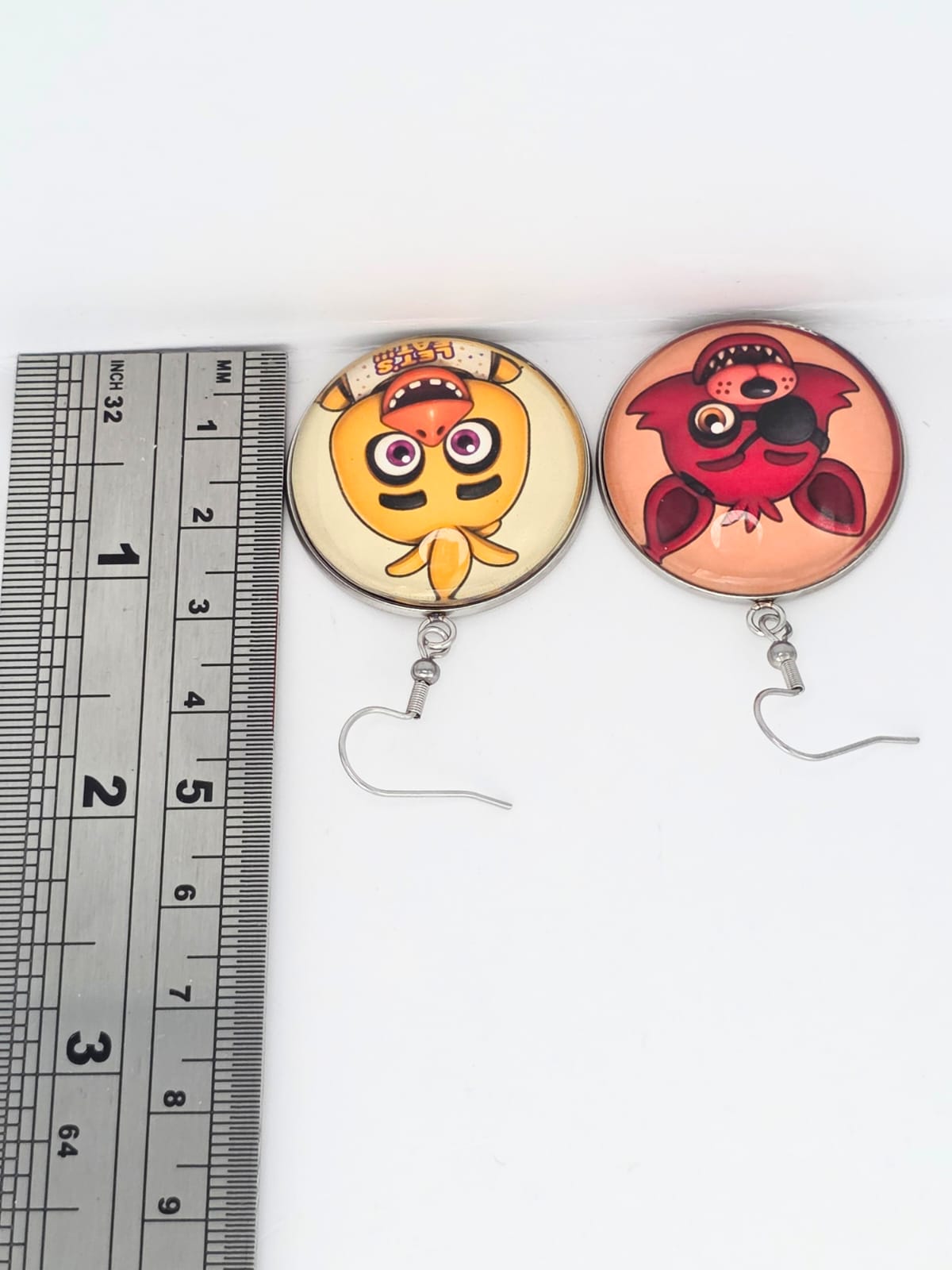 Five Nights at Freddy's Inspired Chica & Foxy Dangle Fish Hook Earrings