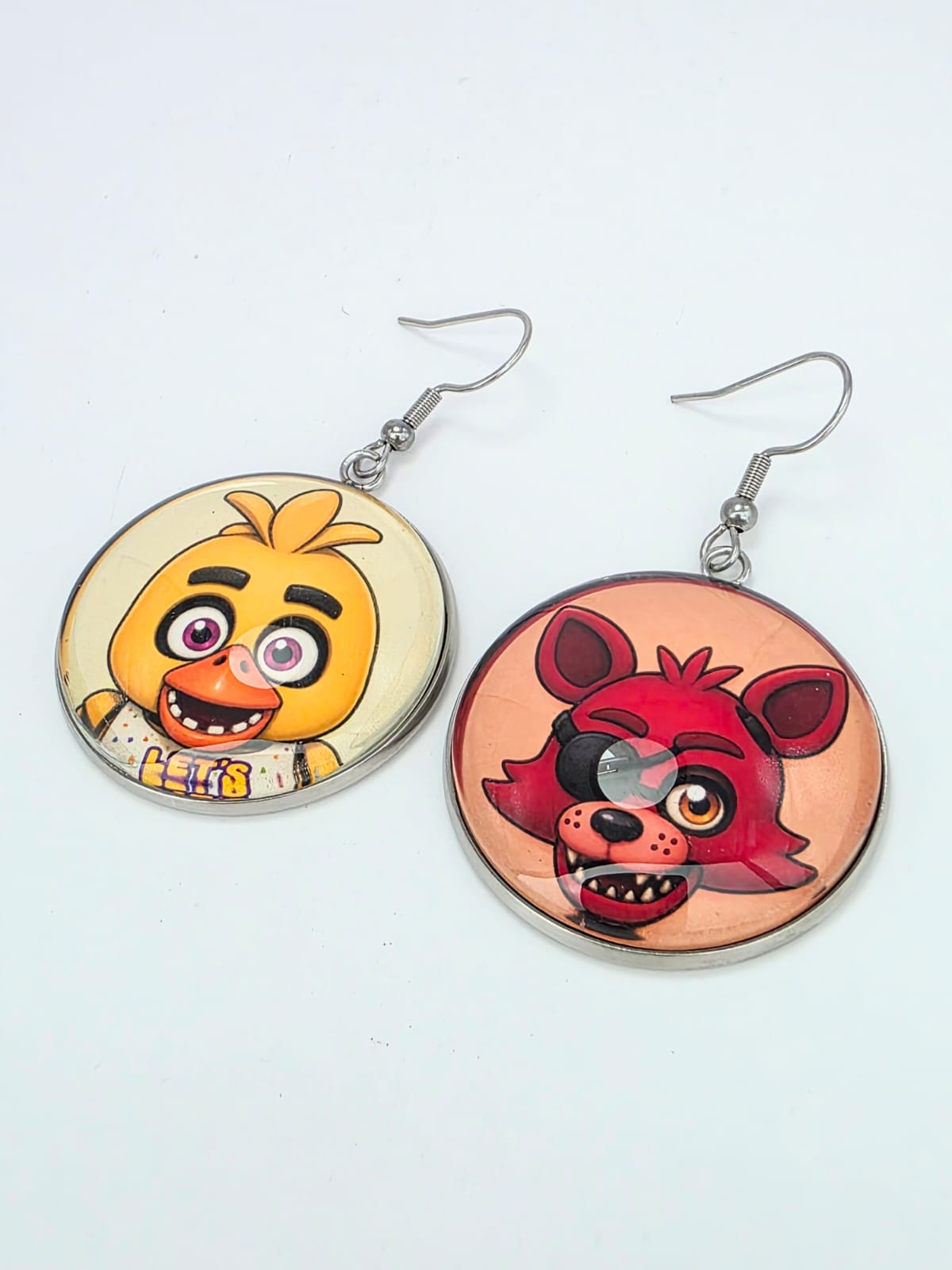 Five Nights at Freddy's Inspired Chica & Foxy Dangle Fish Hook Earrings