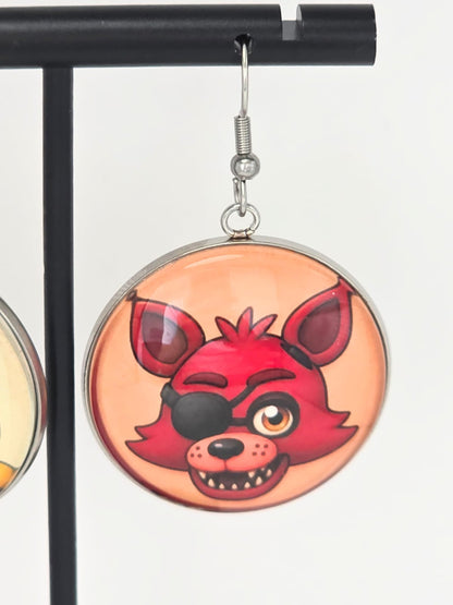 Five Nights at Freddy's Inspired Chica & Foxy Dangle Fish Hook Earrings
