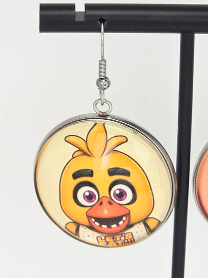 Five Nights at Freddy's Inspired Chica & Foxy Dangle Fish Hook Earrings