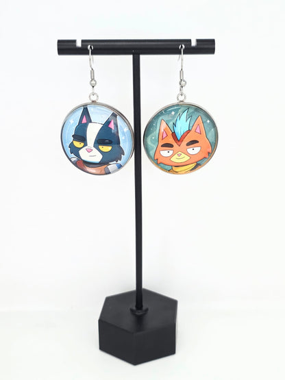 Final Space Inspired Avocato & Little Cato Dangle Stainless Steel Earrings