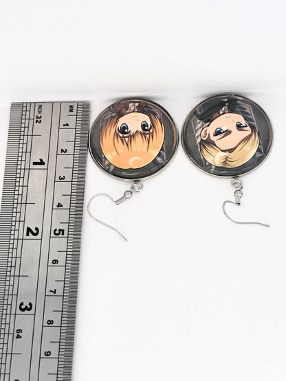 Attack on Titan Inspired Erwin & Armin Dangle Stainless Steel Fish Hook Earrings
