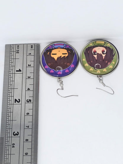 Undertale Inspired Frisk & Chara Dangle Stainless Steel Fish Hook Earrings