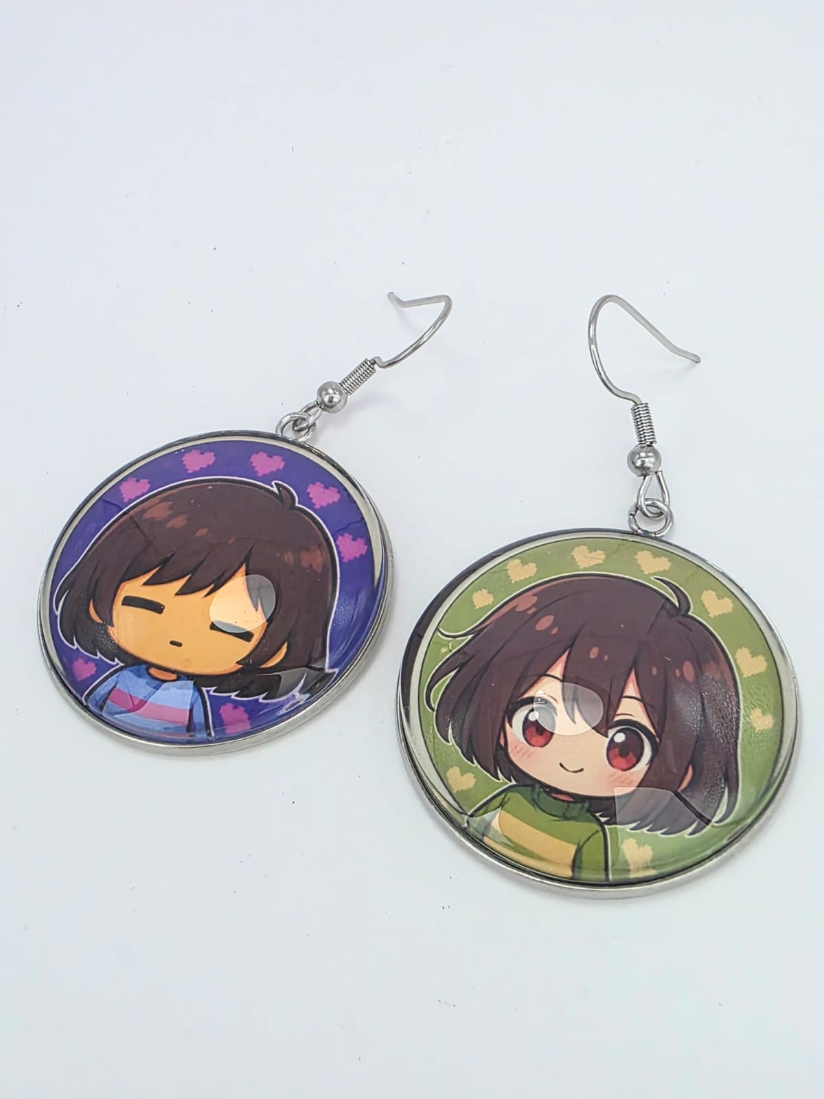 Undertale Inspired Frisk & Chara Dangle Stainless Steel Fish Hook Earrings