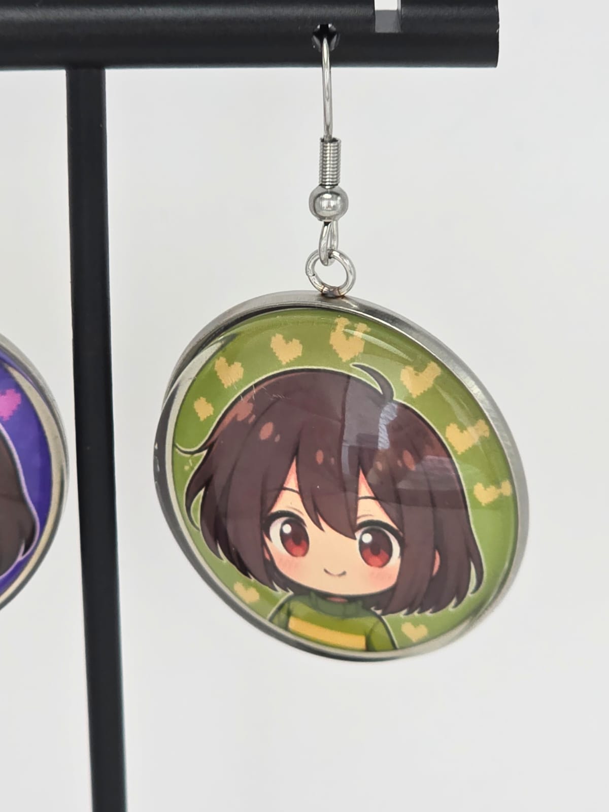 Undertale Inspired Frisk & Chara Dangle Stainless Steel Fish Hook Earrings