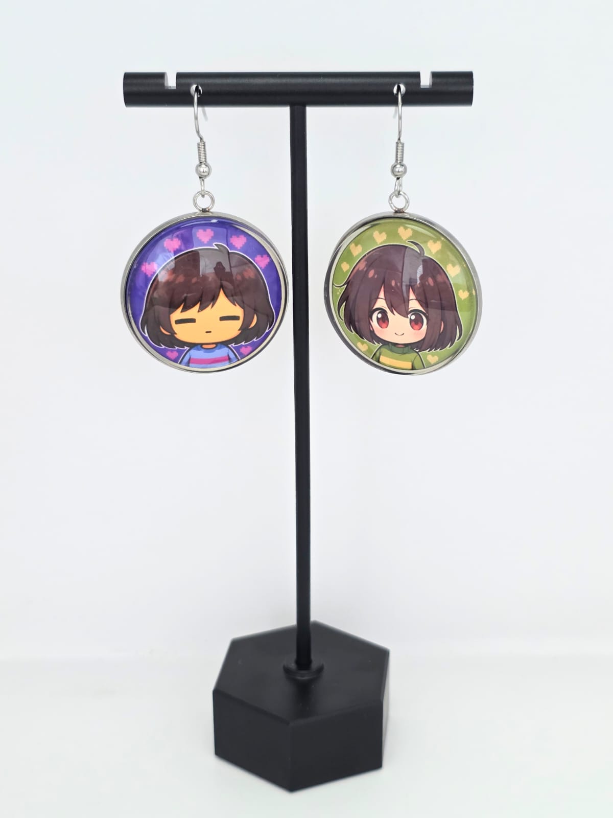 Undertale Inspired Frisk & Chara Dangle Stainless Steel Fish Hook Earrings