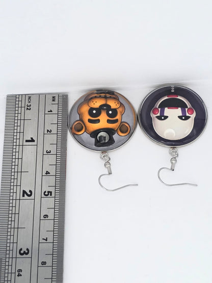 Five Nights at Freddy's Inspired Golden Freddy & Puppet Dangle Earrings