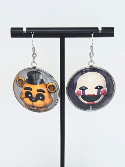 Five Nights at Freddy's Inspired Golden Freddy & Puppet Dangle Earrings