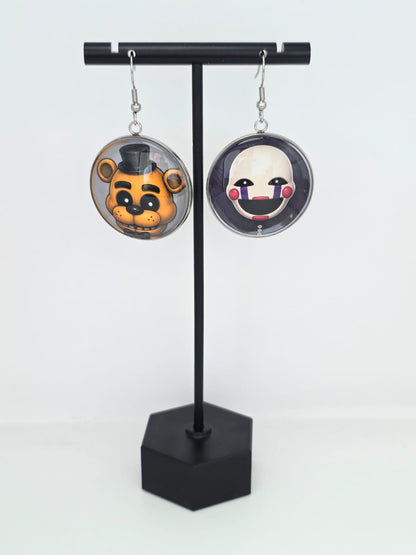 Five Nights at Freddy's Inspired Golden Freddy & Puppet Dangle Earrings