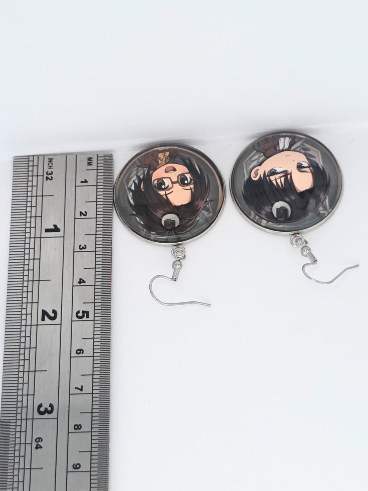 Attack on Titan Inspired Levi & Hange Dangle Stainless Steel Fish Hook Earrings