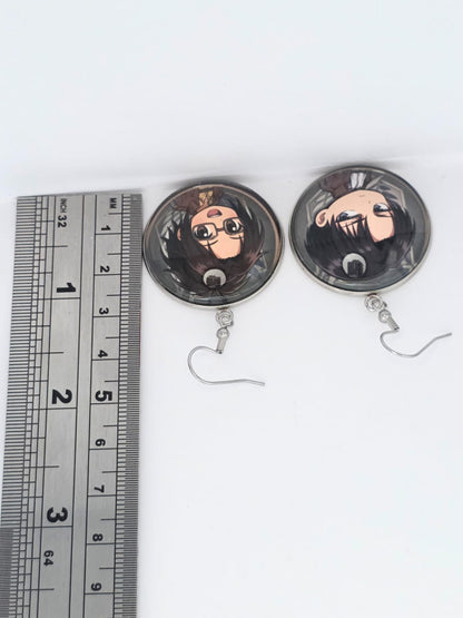 Attack on Titan Inspired Levi & Hange Dangle Stainless Steel Fish Hook Earrings