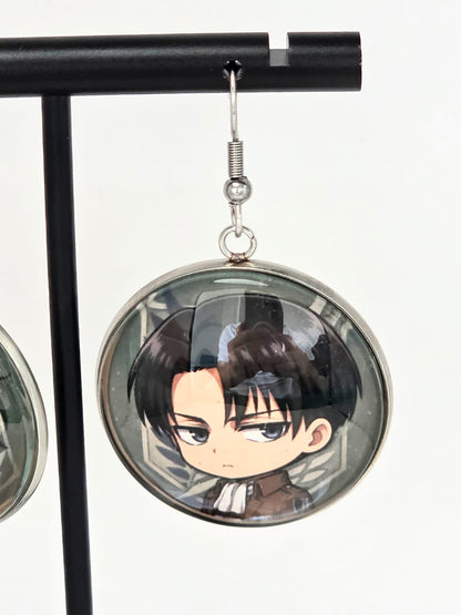Attack on Titan Inspired Levi & Hange Dangle Stainless Steel Fish Hook Earrings