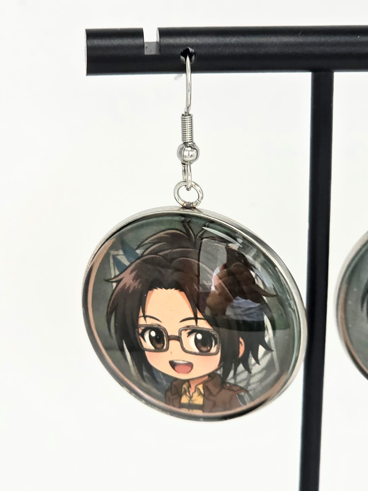 Attack on Titan Inspired Levi & Hange Dangle Stainless Steel Fish Hook Earrings