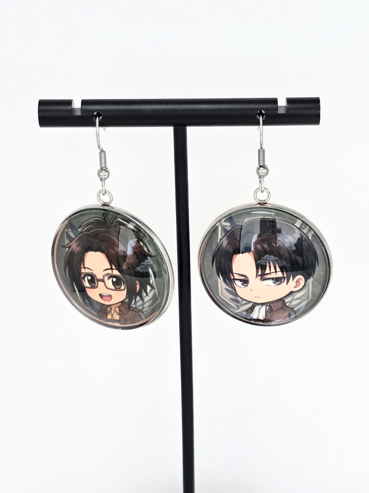 Attack on Titan Inspired Levi & Hange Dangle Stainless Steel Fish Hook Earrings