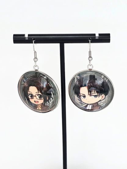 Attack on Titan Inspired Levi & Hange Dangle Stainless Steel Fish Hook Earrings