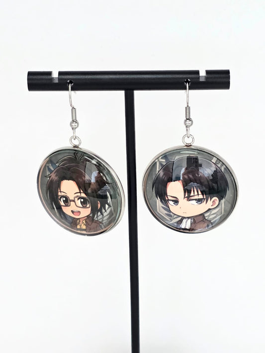 Attack on Titan Inspired Levi & Hange Dangle Stainless Steel Fish Hook Earrings
