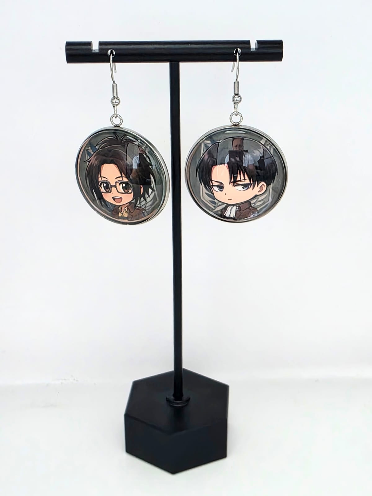 Attack on Titan Inspired Levi & Hange Dangle Stainless Steel Fish Hook Earrings
