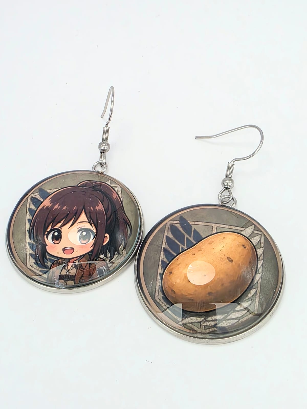 Attack on Titan Inspired Sasha & Potato Dangle Stainless Steel Earrings
