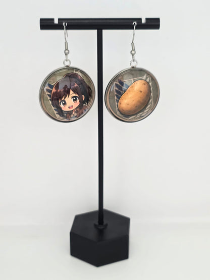 Attack on Titan Inspired Sasha & Potato Dangle Stainless Steel Earrings