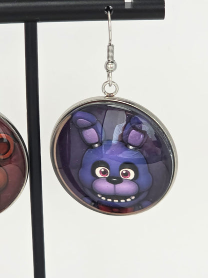 Five Nights at Freddy's Inspired Freddy & Bonnie Dangle Fish Hook Earrings