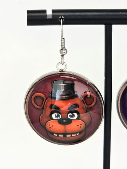 Five Nights at Freddy's Inspired Freddy & Bonnie Dangle Fish Hook Earrings