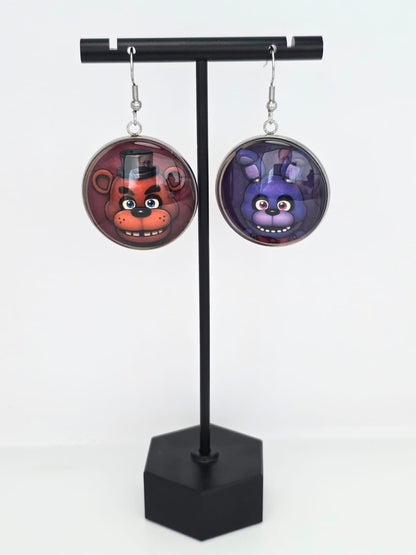Five Nights at Freddy's Inspired Freddy & Bonnie Dangle Fish Hook Earrings