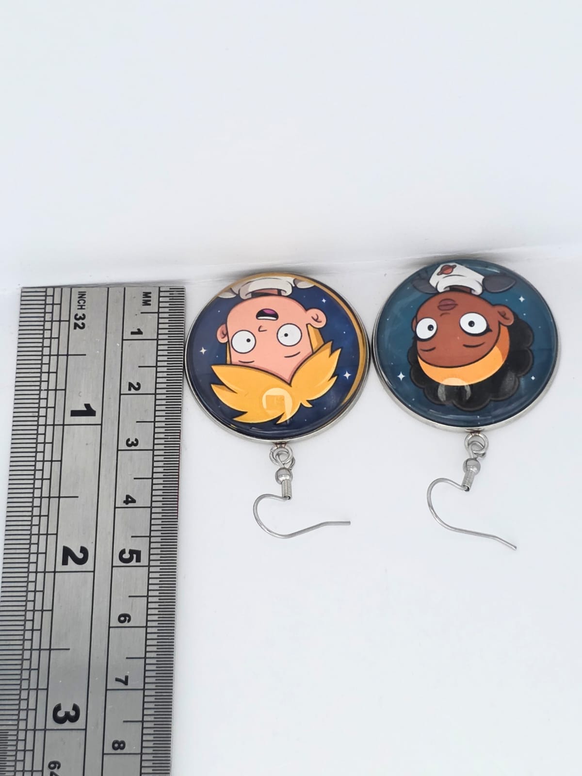 Final Space Inspired Gary & Quinn Dangle Stainless Steel Fish Hook Earrings