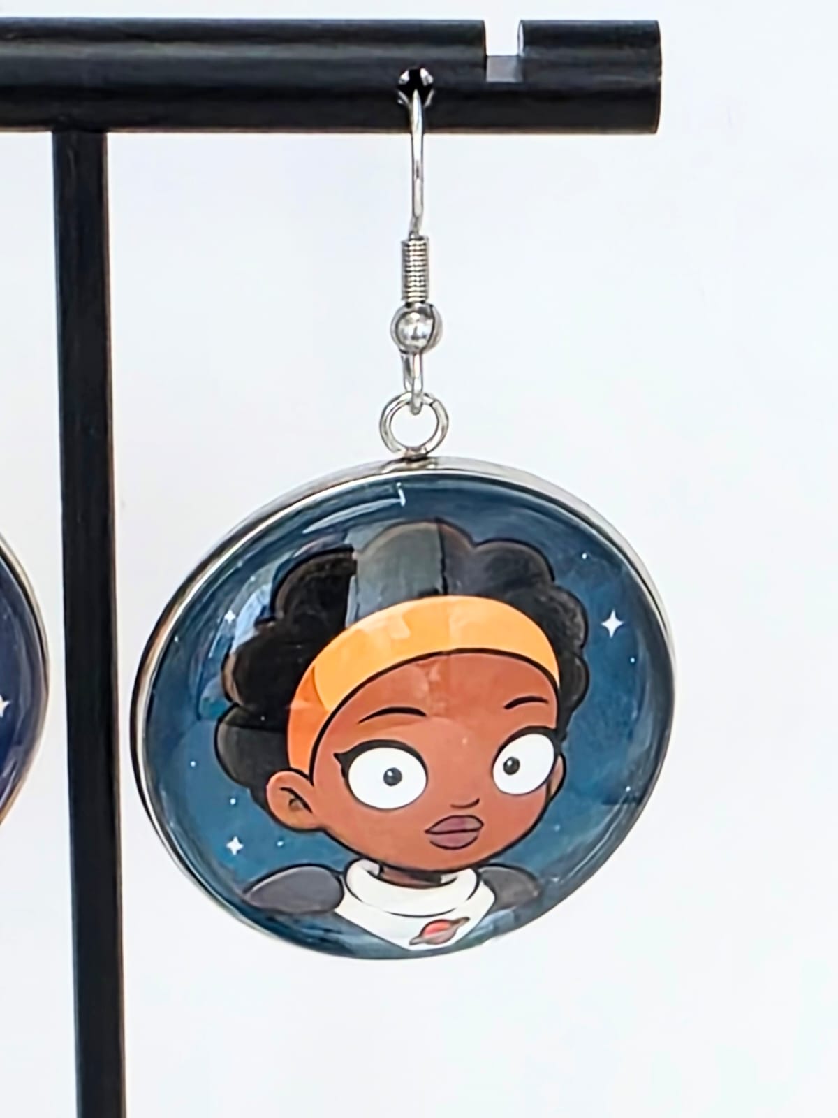 Final Space Inspired Gary & Quinn Dangle Stainless Steel Fish Hook Earrings