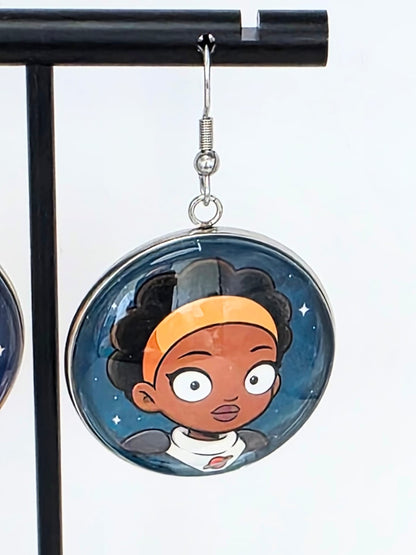 Final Space Inspired Gary & Quinn Dangle Stainless Steel Fish Hook Earrings