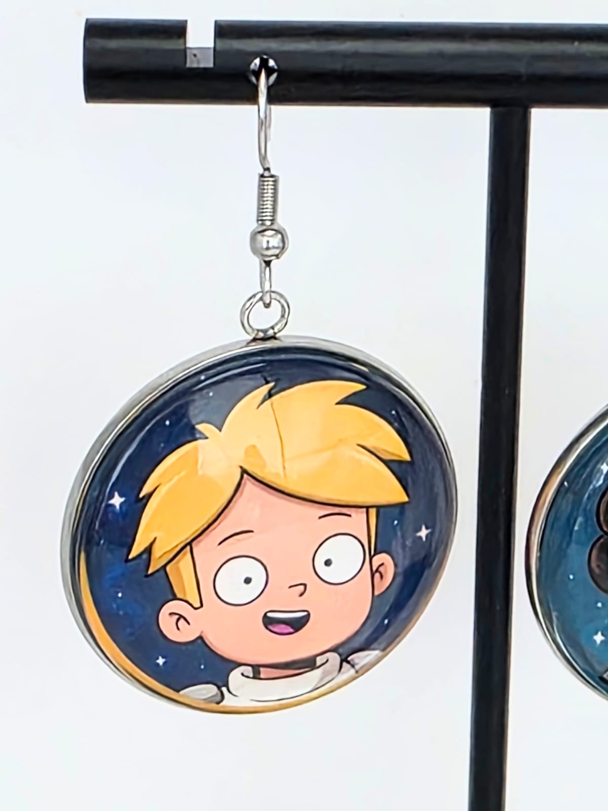 Final Space Inspired Gary & Quinn Dangle Stainless Steel Fish Hook Earrings