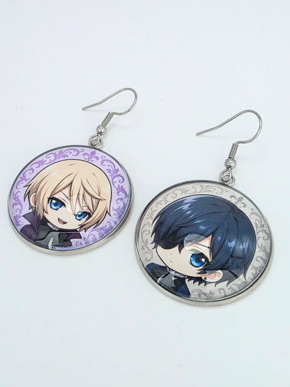 Black Butler (Kuroshitsuji) Inspired Ciel & Alois Dangle Fish Hook Earrings
