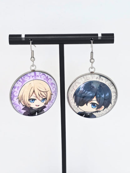 Black Butler (Kuroshitsuji) Inspired Ciel & Alois Dangle Fish Hook Earrings