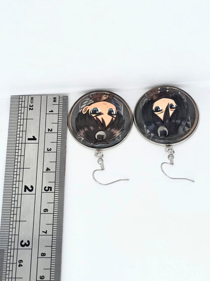 Attack on Titan Inspired Eren & Mikasa Mismatched Dangle Fish Hook Earrings