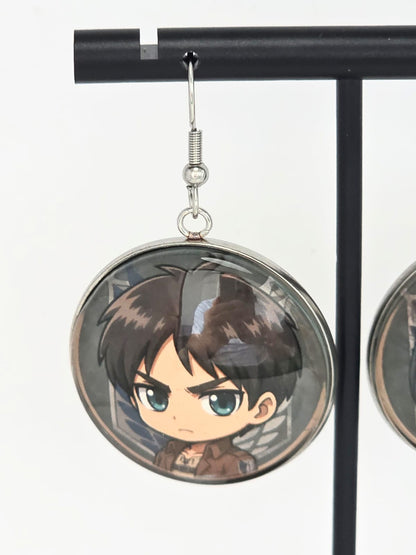 Attack on Titan Inspired Eren & Mikasa Mismatched Dangle Fish Hook Earrings