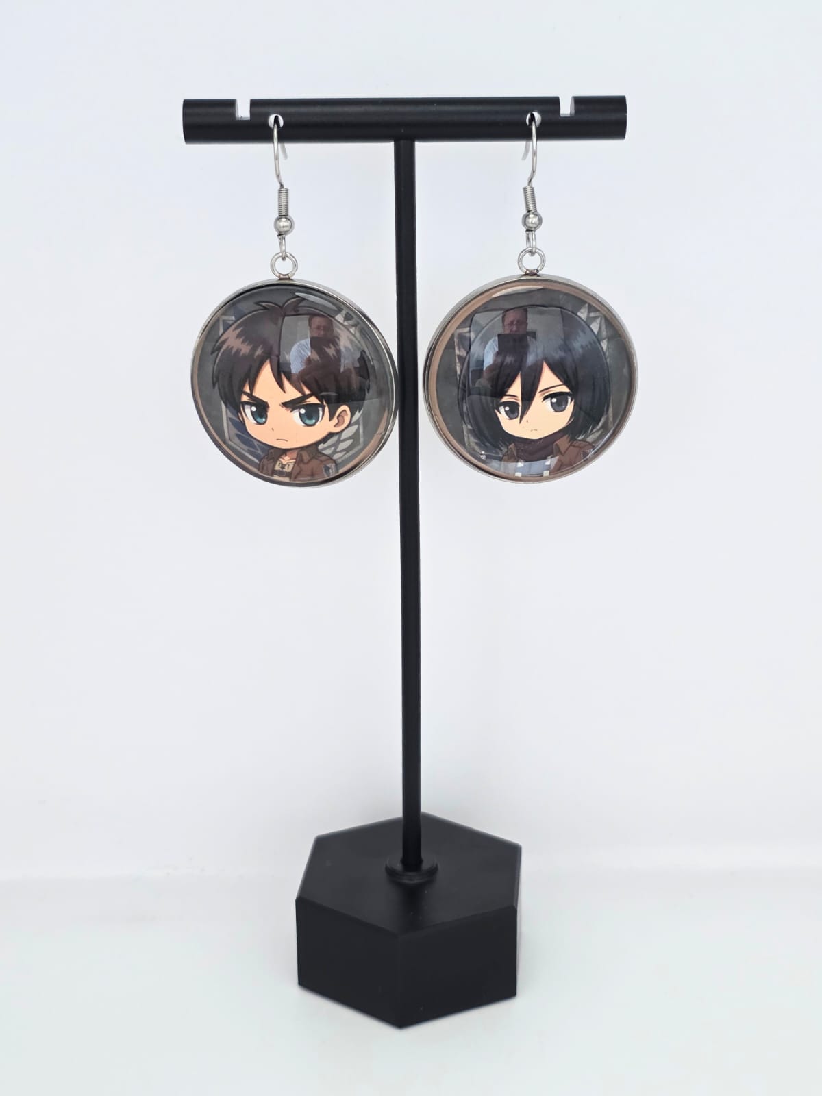 Attack on Titan Inspired Eren & Mikasa Mismatched Dangle Fish Hook Earrings