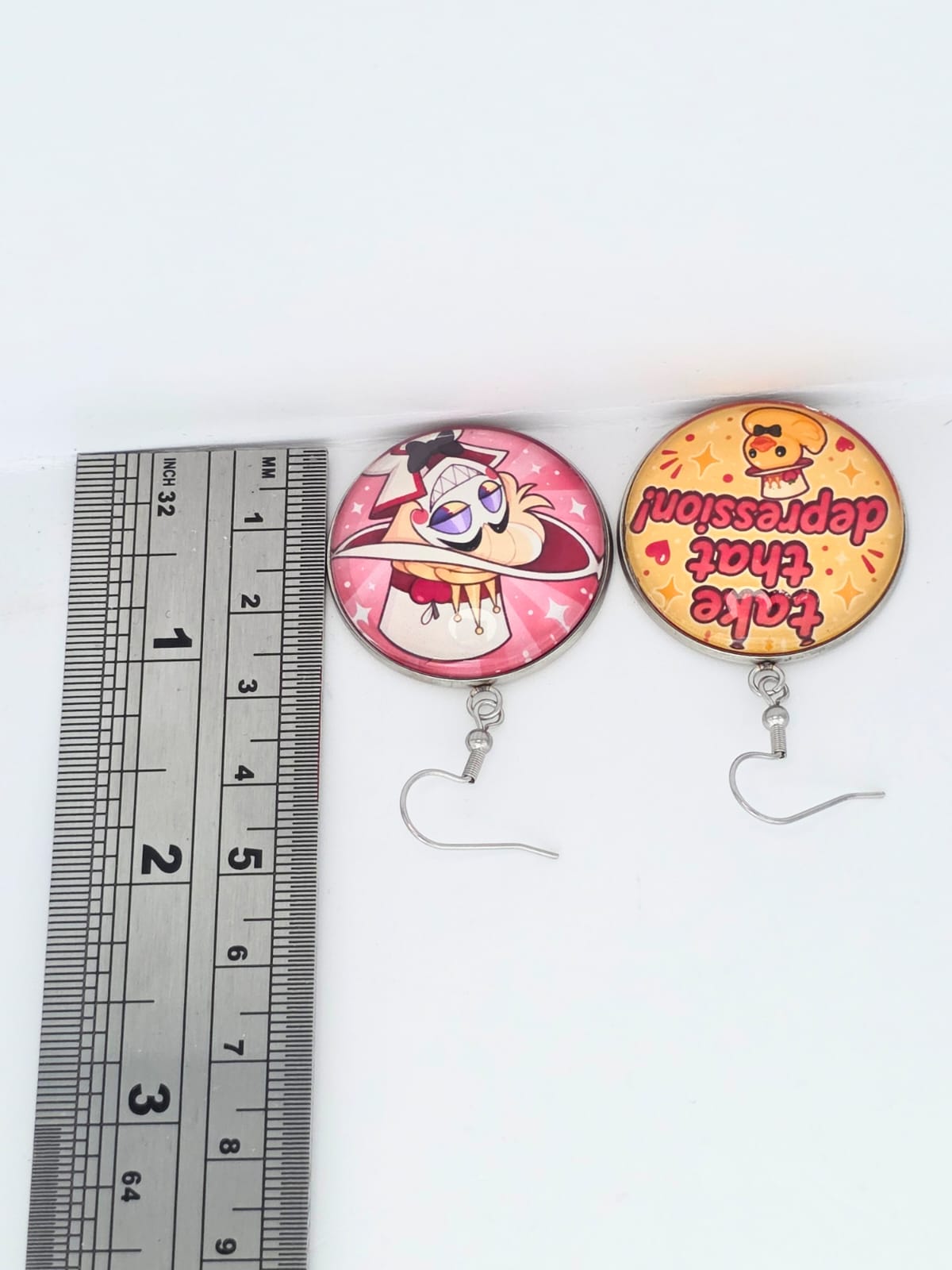 Hazbin Hotel Inspired Lucifer & Take That Depression Dangle Fish Hook Earrings