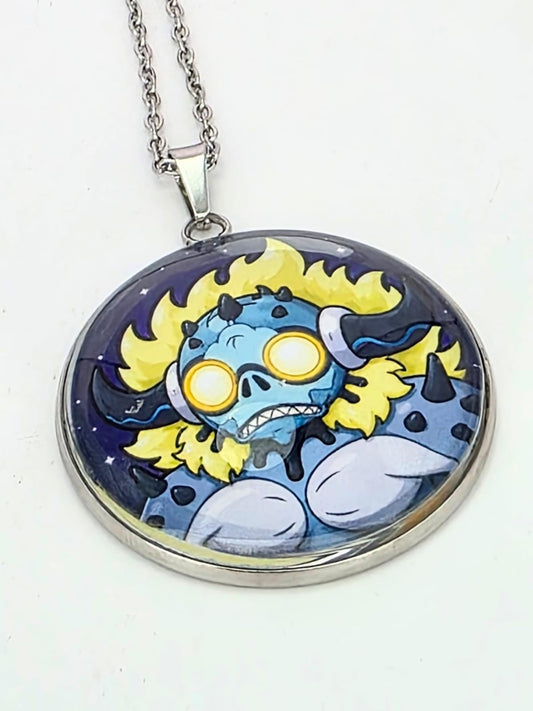 Final Space Inspired Bolo 30 mm Pendant Stainless Steel 20 inch Necklace