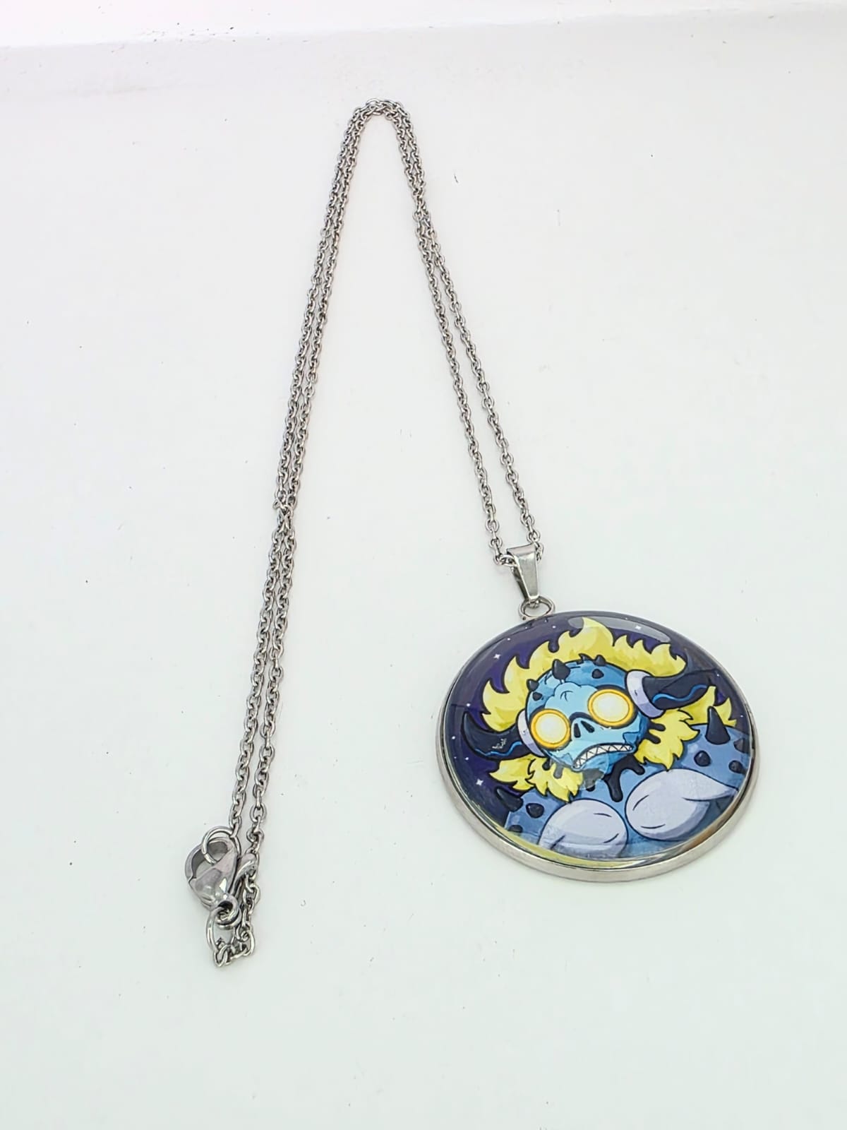 Final Space Inspired Bolo 30 mm Pendant Stainless Steel 20 inch Necklace