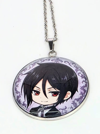 Black Butler (Kuroshitsuji) Inspired Sebastian Pendant Stainless Steel Necklace