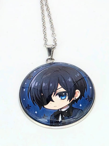 Black Butler (Kuroshitsuji) Inspired Ciel 30 mm Pendant Stainless Steel Necklace