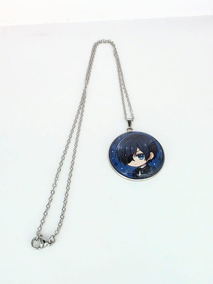 Black Butler (Kuroshitsuji) Inspired Ciel 30 mm Pendant Stainless Steel Necklace